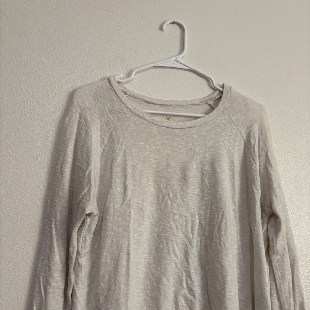 American Eagle Soft & Sexy Plush Long Sleeve Top Oatmeal Heather XS/S